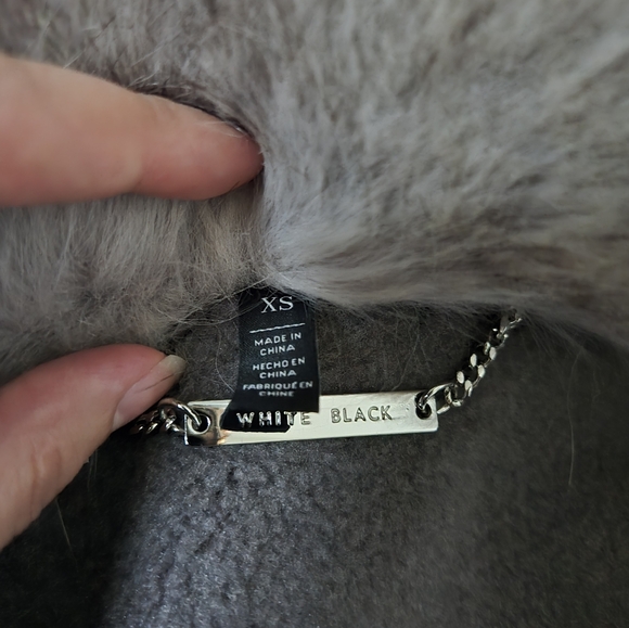 White House Black Market Grey Fur Coat - Picture 4 of 5
